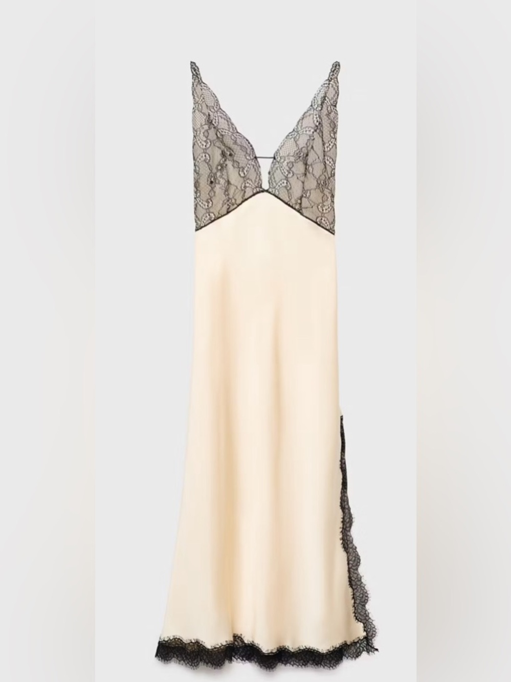 SATIN CAMISOLE Lace Trim Slip Dress